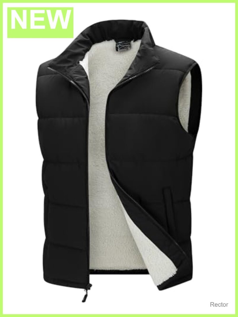 Men's Winter Puffer Vest Fleece Lined Sleeveless Zip Up Jacket